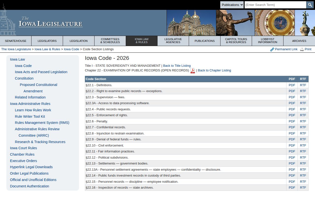 Audubon County booking records under Iowa Code chapter 22